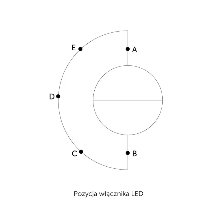 Pozycje włącznika LED w lustrze Luna Semi ozdobne podświetlane.