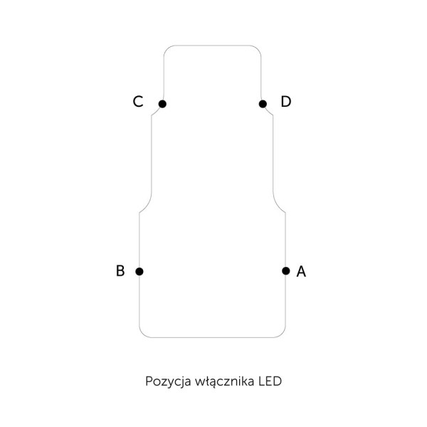 Pozycje włącznika LED w łazienkowym lustrze Cascada podświetlane. GieraDesign