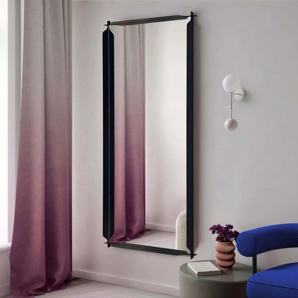 Lustro Monda Flo w czarnej ramie prostokątne projektu Nikodema Szpunara. GieraDesign