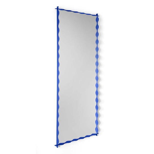 Lustro Monda Wave w niebieskiej pofalowanej ramie. Lustro GieraDesign
