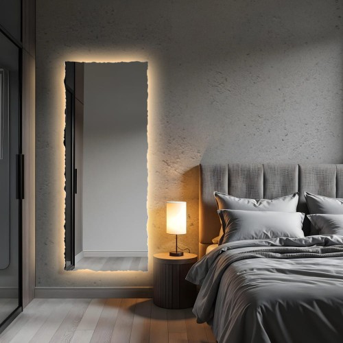 Lustro prostokątne łupane z podświetleniem LED. GieraDesign
