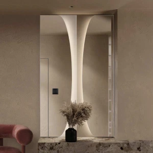 Lustro Between Sand LED – wąskie długie piaskowane
