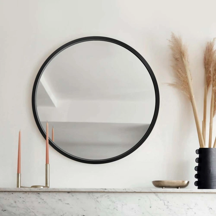 Lustro  Scandi okrągłe w czarnej ramie. GieraDesign