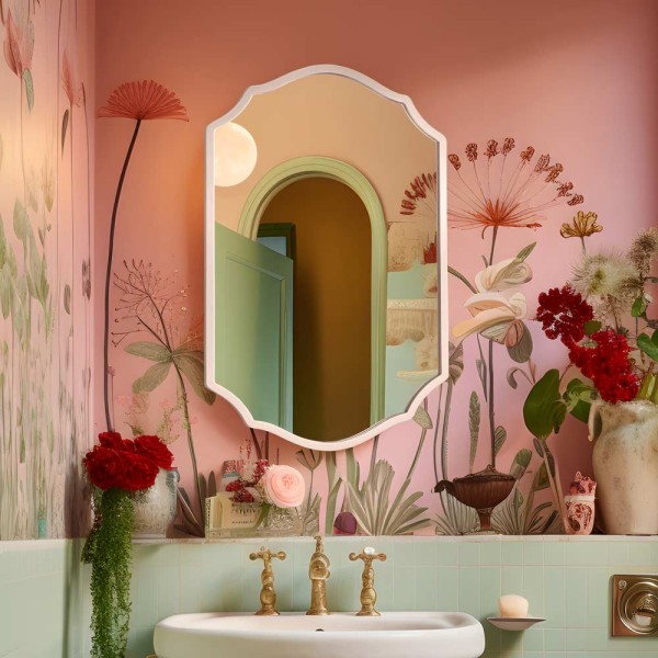 Białe lustro łazienkowe vintage Grand Amis szykowne w stylu neowiktoriańskim. GieraDesign