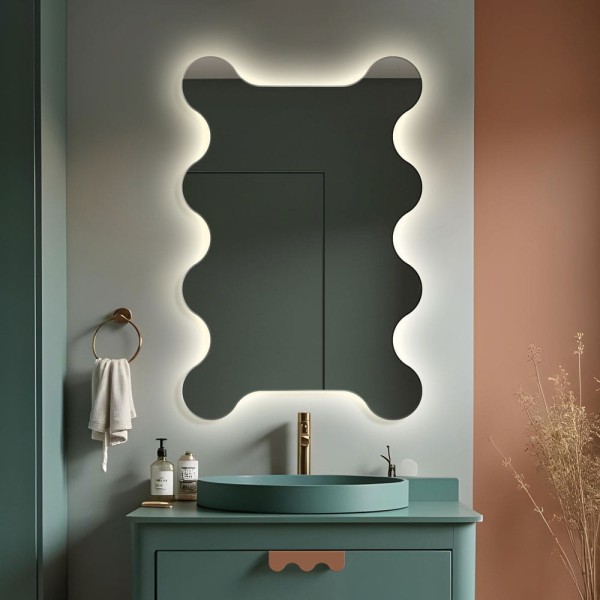 Lustro dekoracyjne falowane Zola LED, GieraDesign.