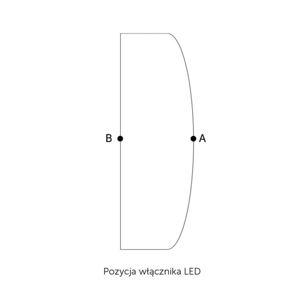 Pozycje włącznika na wąskim lustrze do przedpokoju Between LED, GieraDesign.