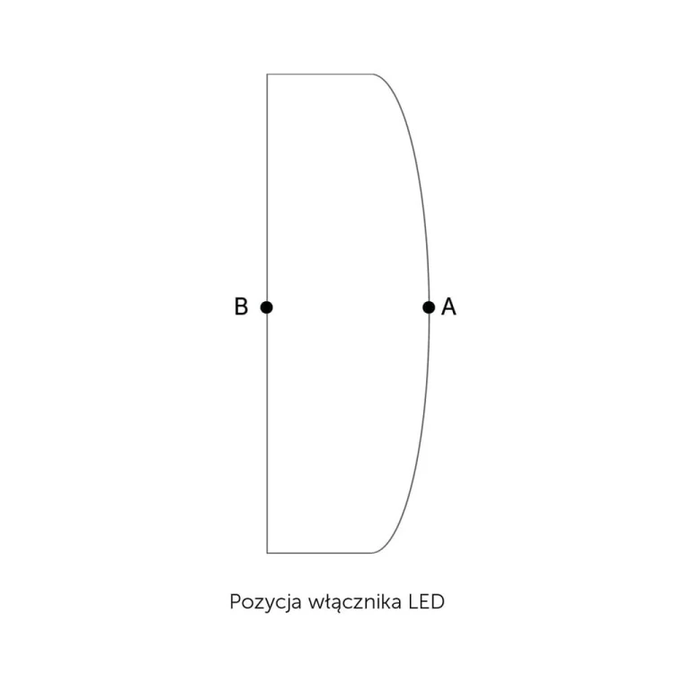 Pozycje włącznika na wąskim lustrze do przedpokoju Between LED, GieraDesign.