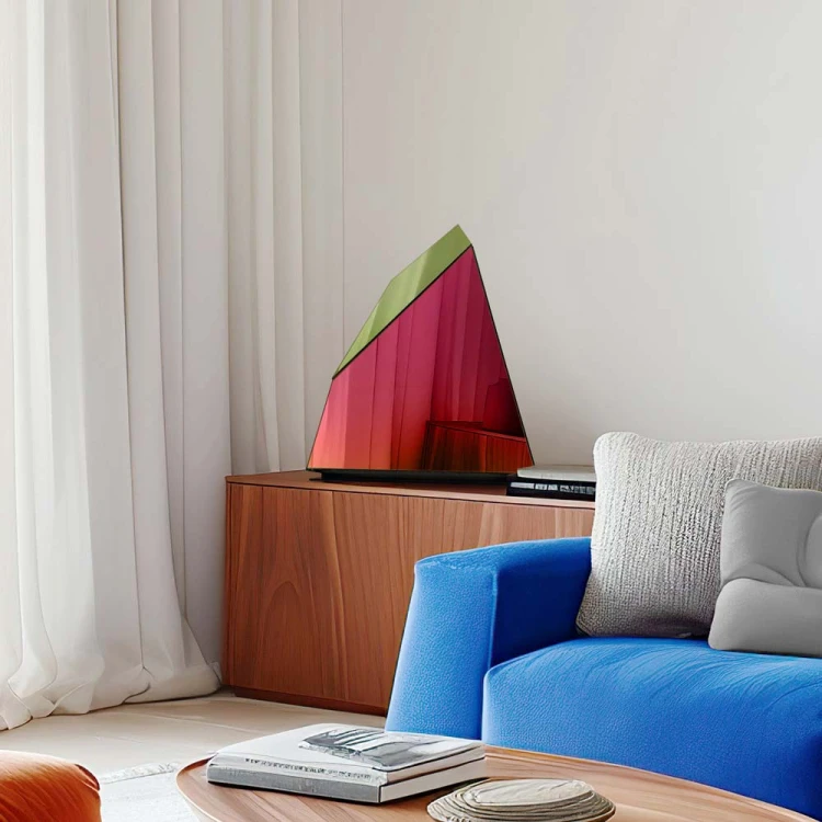 Przestrzenna dekoracja lustrzana - Bryła Sky Rainbow w nowoczesnym salonie, od GieraDesign.
