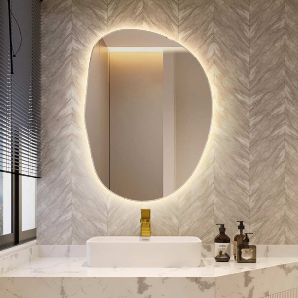 Lustro nieregularny kształt Plama no.2 z podświetleniem LED. GieraDesign