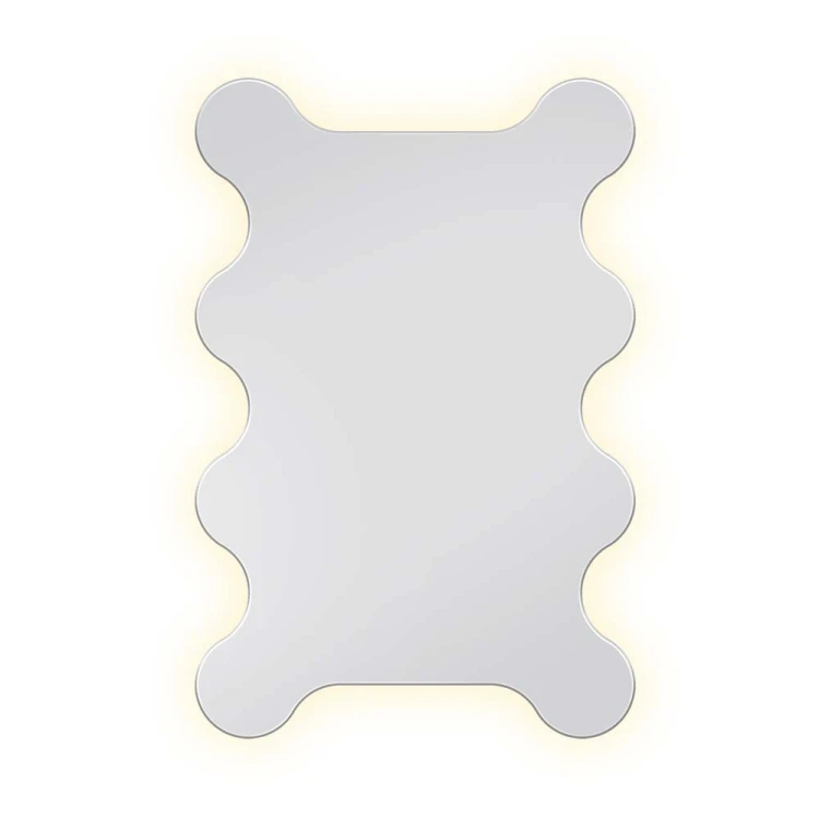 Falowane lustro Zola LED na białym tle. GieraDesign