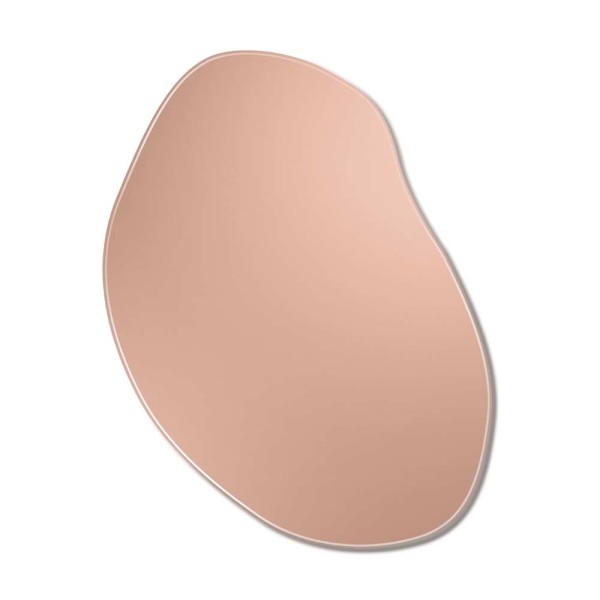 Asymetryczne lustro Plama no.3 miedziane na białym tle.