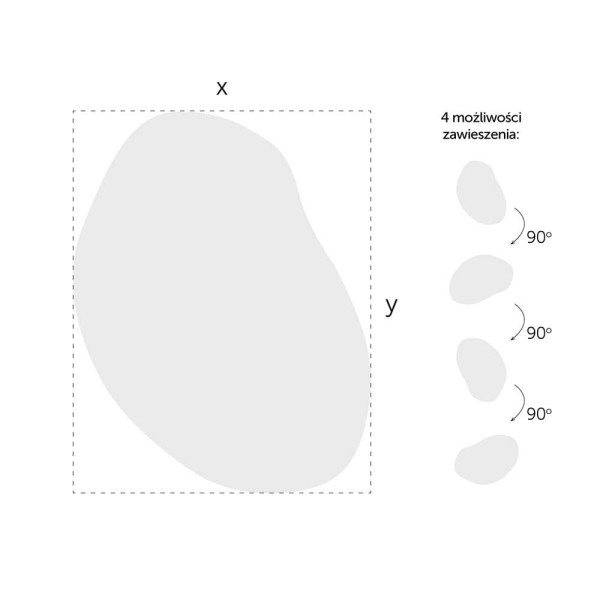 Możliwości zawieszenia organicznego lustra Plama no.2 grafitowe.