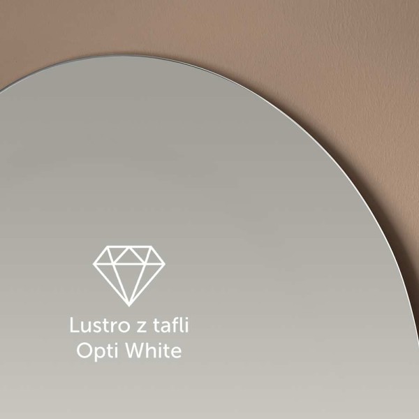 Lustro wykonane z tafli Opti White. GieraDesign