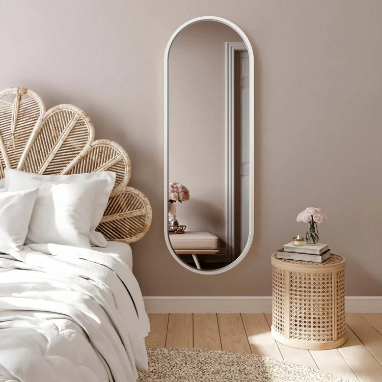 Lustro Ambient do przedpokoju białe - owalne idealne do sypialni GieraDesign