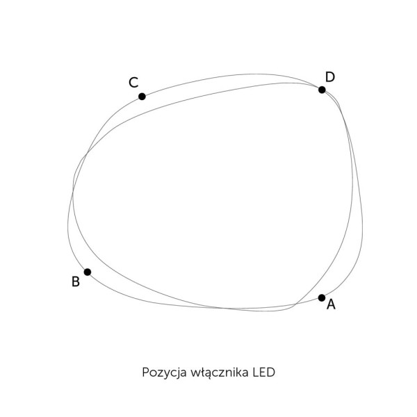 Pozycje włącznika lustra Isle Wide LED grafitowe w organicznym kształcie.