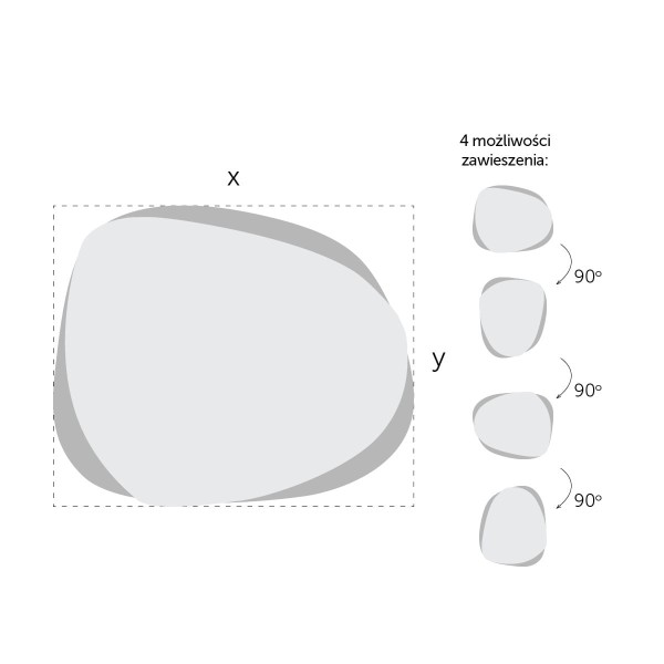 Możliwość zawieszenia organicznego lustra Isle Wide LED grafitowe.