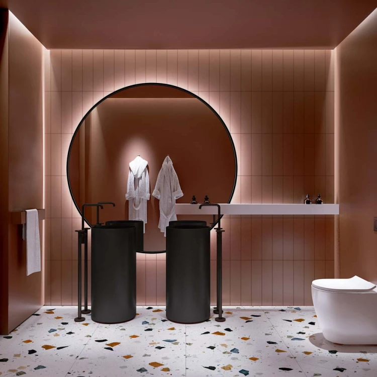Lustro łazienkowe okrągłe Scandi LED czarne od GieraDesign.