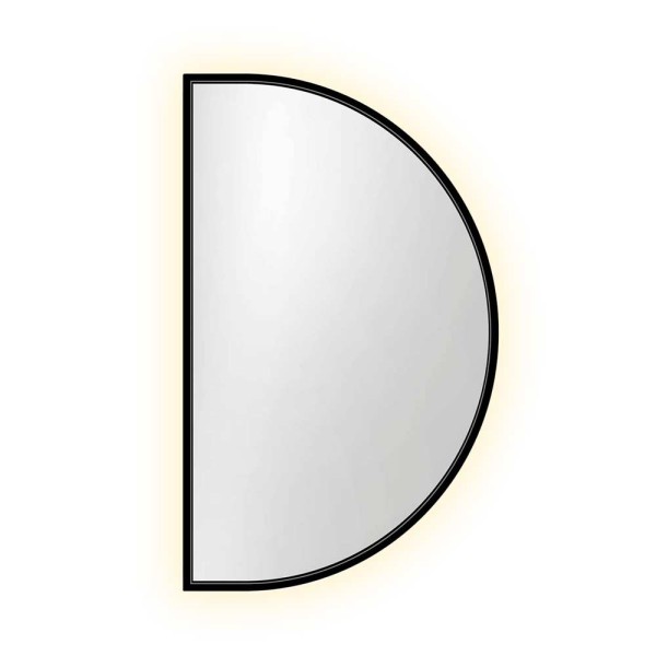 Lustro Portal Wide- półokrągłe, czarne podświetlane po obwodzie. GieraDesign