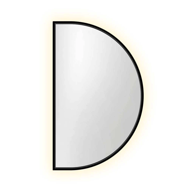 Lustro Portal Wide- półokrągłe, czarne podświetlane po obwodzie. GieraDesign