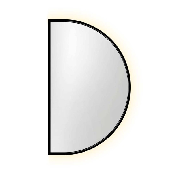 Lustro Portal Wide czarne, półokragłe podświetlane po łuku. GieraDesign