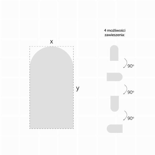 Możliwości zawieszenia lustra Portal złote z łukiem, GieraDesign.