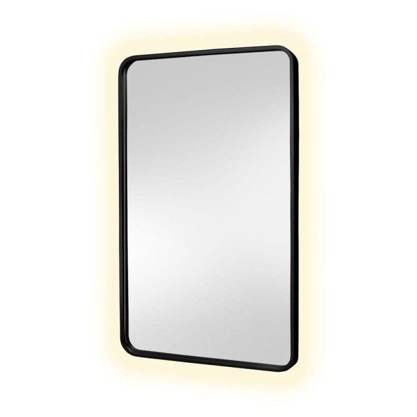 Lustro czarne Billet led  z zaokrąglonymi rogami na białym tle. GieraDesign