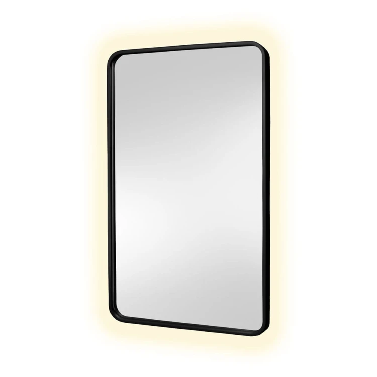 Lustro czarne Billet led  z zaokrąglonymi rogami na białym tle. GieraDesign