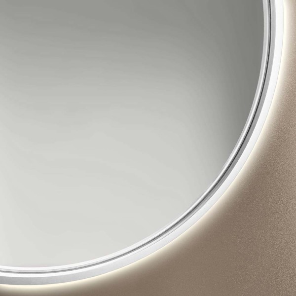Podświetlana cienka biała rama lustra Scandi slim LED.