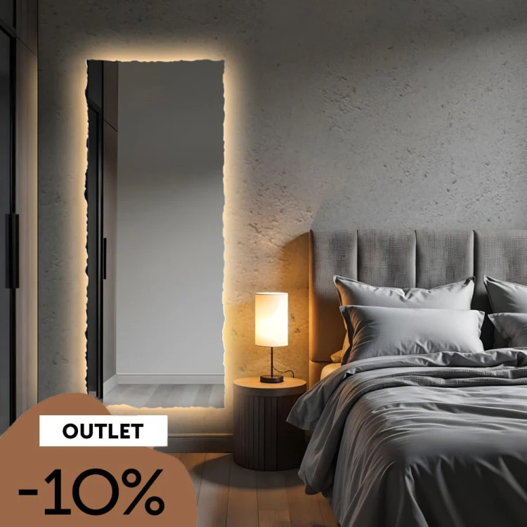 Lustro prostokątne łupane z podświetleniem LED. GieraDesign