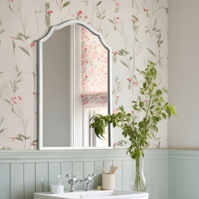 Lustro Grand Porto – retro białe z ozdobną falą