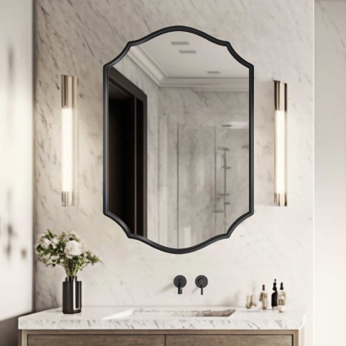 Lustro łazienkowe retro Grand Amis z czarną stylową ramą w stylu vintage.  GieraDesign