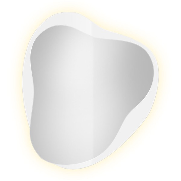 Lustro Amo LED białe asymetryczne na białym tle, GieraDesign.