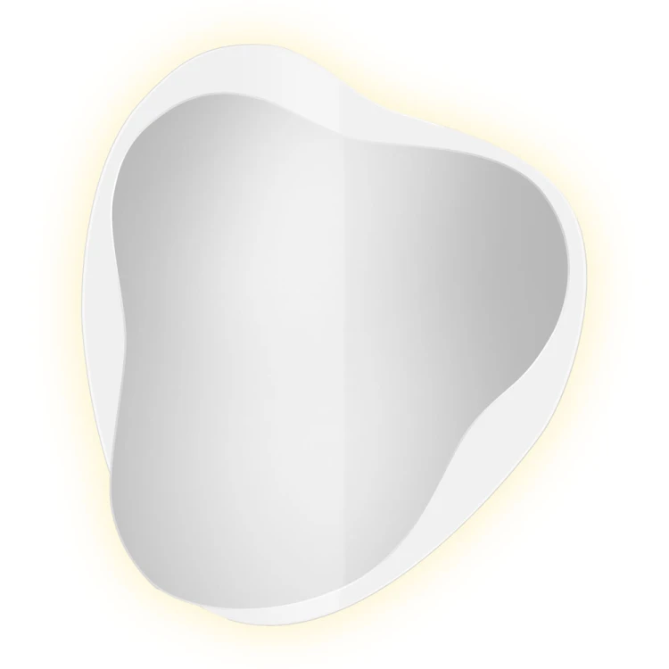 Lustro Amo LED białe asymetryczne na białym tle, GieraDesign.