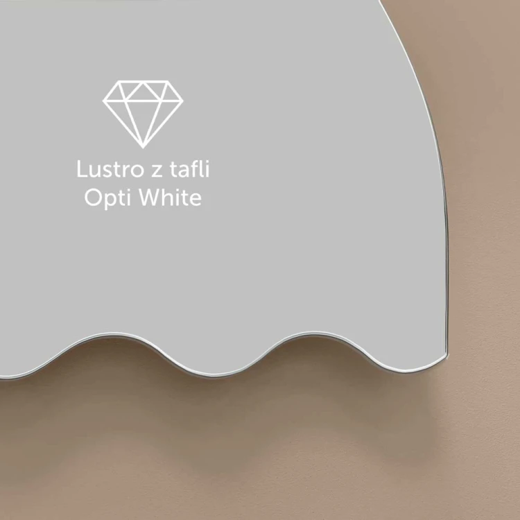 Lustro Lomi półokrągłe z podświetleniem do makijażu jest z tafli Opti-White.