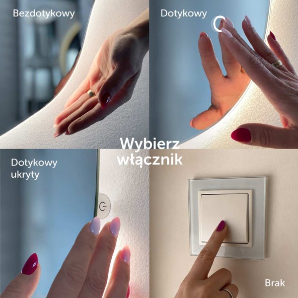 Propozycje włącznika led w lustrze Pico. GieraDesign