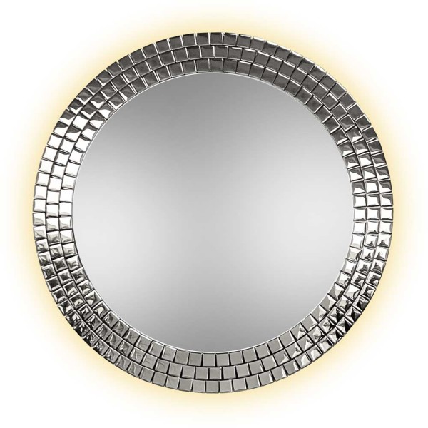 Lustro Aurora Silver led na białym tle, GieraDesign.