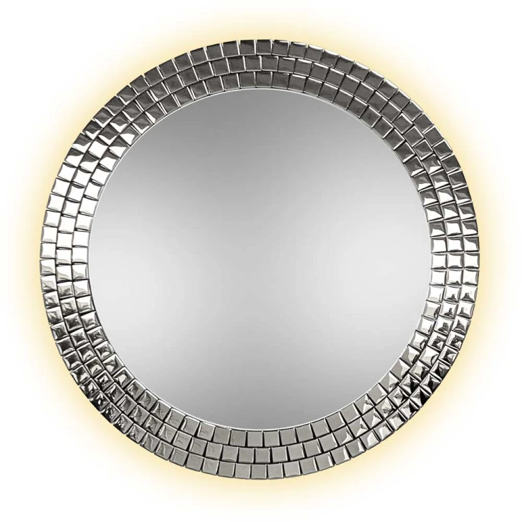 Lustro Aurora Silver led na białym tle, GieraDesign.