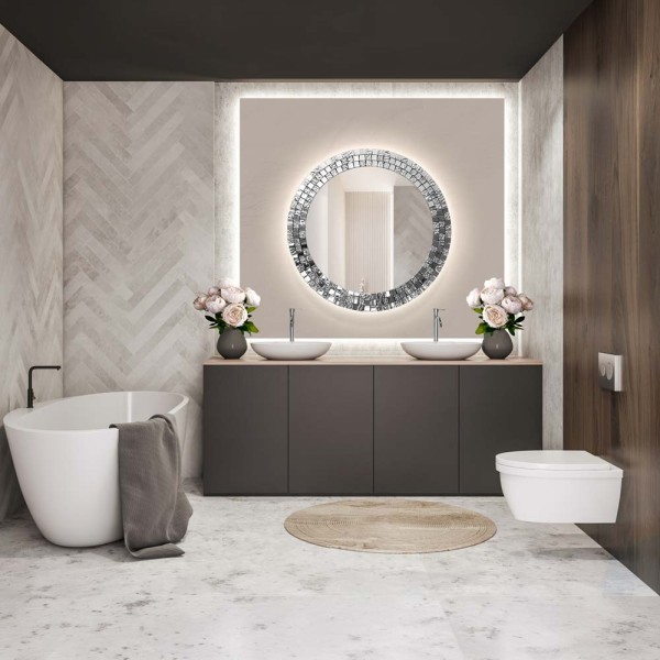 Lustro Aurea srebrne podświetlane. GieraDesign