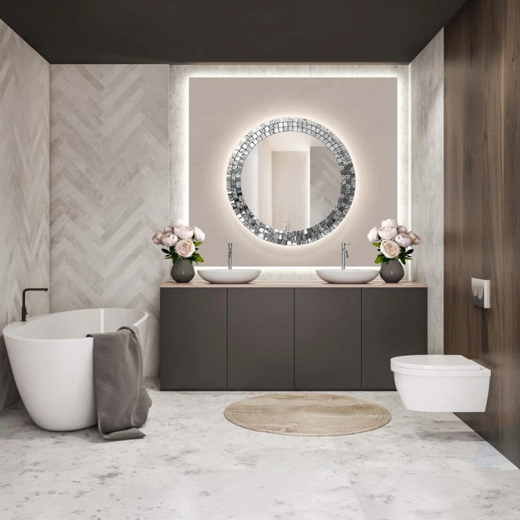 Lustro Aurea srebrne podświetlane. GieraDesign