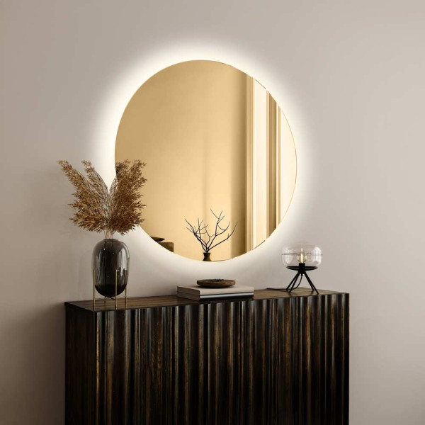 Lustro okrągłe złote podświetlane LED, GieraDesign.
