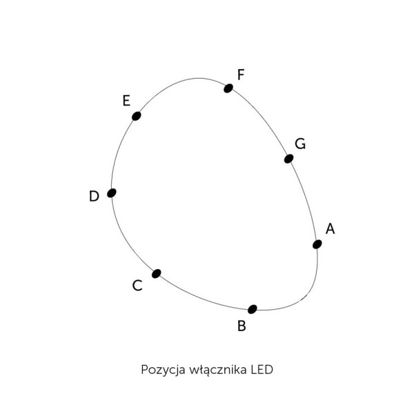 Lustro Fly podświetlane, Pozycje włącznika opcja 2 GieraDesign.