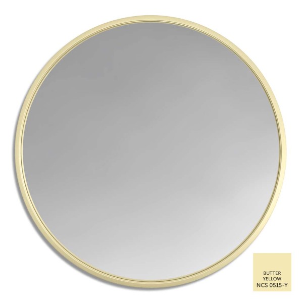 Lustro okrągłe Scandi w ramie RAL Butter Yellow NCS 0515-Y, GieraDesign.