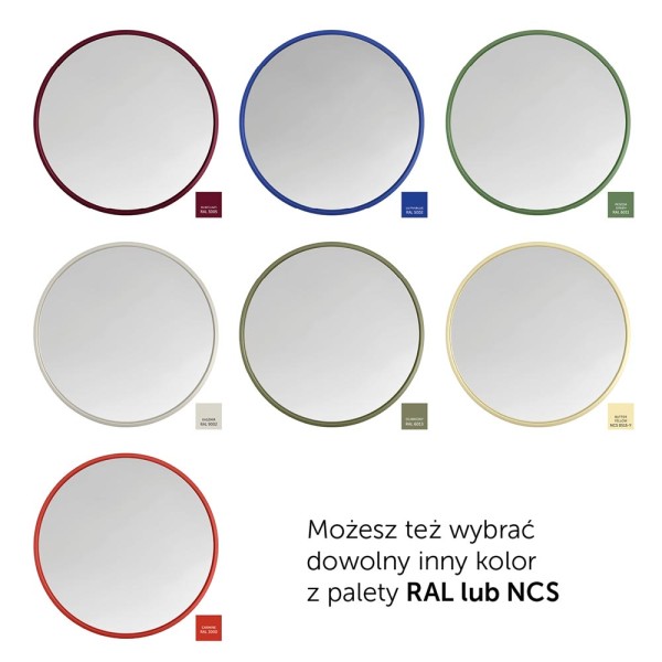 Lustro Scandi okrągłe w ramie w dowolnym kolorze RAL i NCS, GieraDesign.