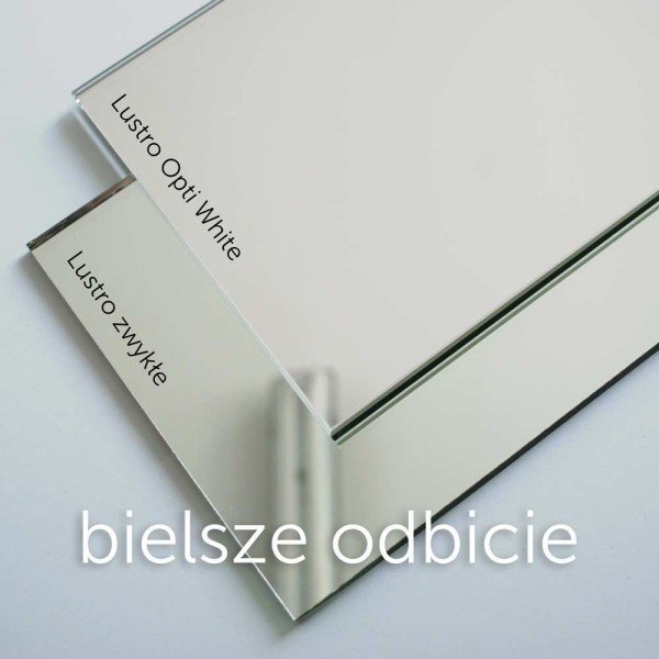 Porównanie lustra opti white i zwykłego.