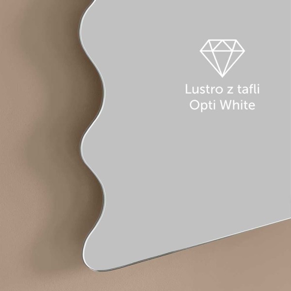 Lustro Rumba faliste wykonane jest z tafli opti white. GieraDesign