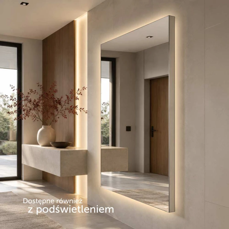 Lustro Silver Block na zamówienie dostępne również z podświetleniem. GieraDesign