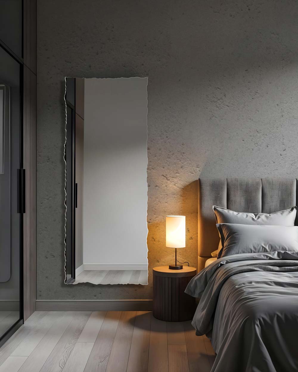 Lusto Era prostokątne z pofalowanymi brzegami stanowi elegancką dekorację w sypialni. GieraDesign