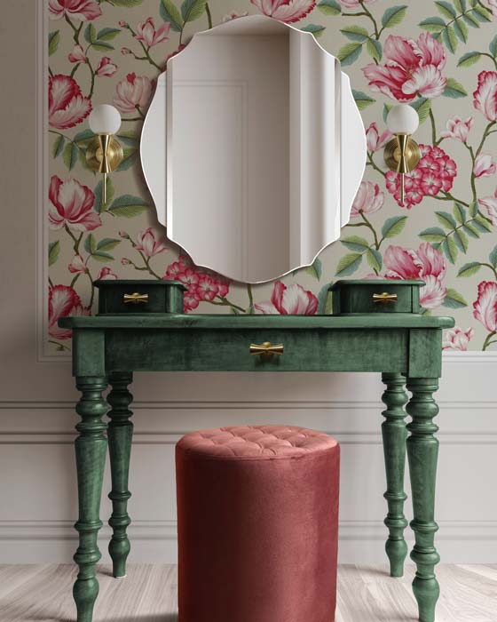 Lustro stylowe z fazą Grand Mille bez ramy z ozdobną falą i eleganckim szlifem na krawędziach