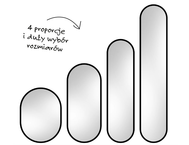 4 proporcje lustra Ambient, duży wybór rozmiarów