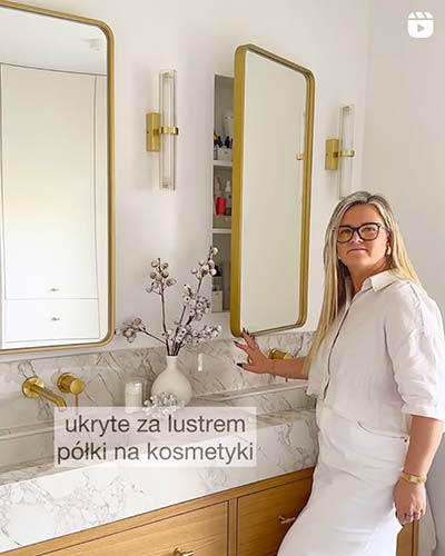 Lustra Billet złote jako drzwiczki ukrytej szafki u @house_loves